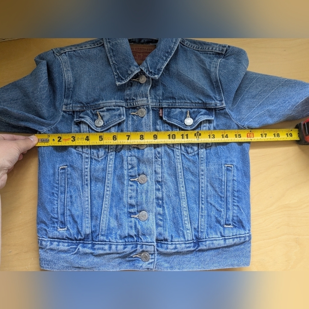 LEVI'S Women Jeans Jacket 100% Cotton Washed Blue Color With Pockets Crop XS - Picture 13 of 15